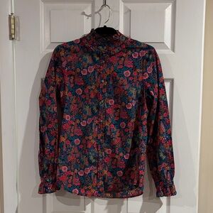 J.Crew Liberty Fabric Women’s Ciara Ruffle‎ Neck Fit Boy Blouse size XS
